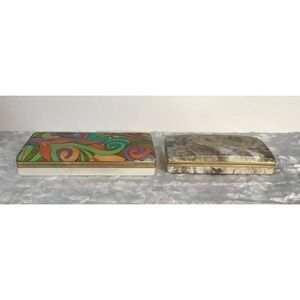 Vintage Mele Jewelry Boxes Flower Power Earring Clamshell Case Retro 60s 70s MCM